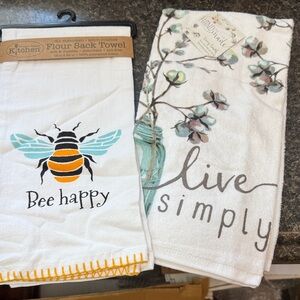 Bee Happy Flour Sack Towel by Primitives by Kathy - White and Black